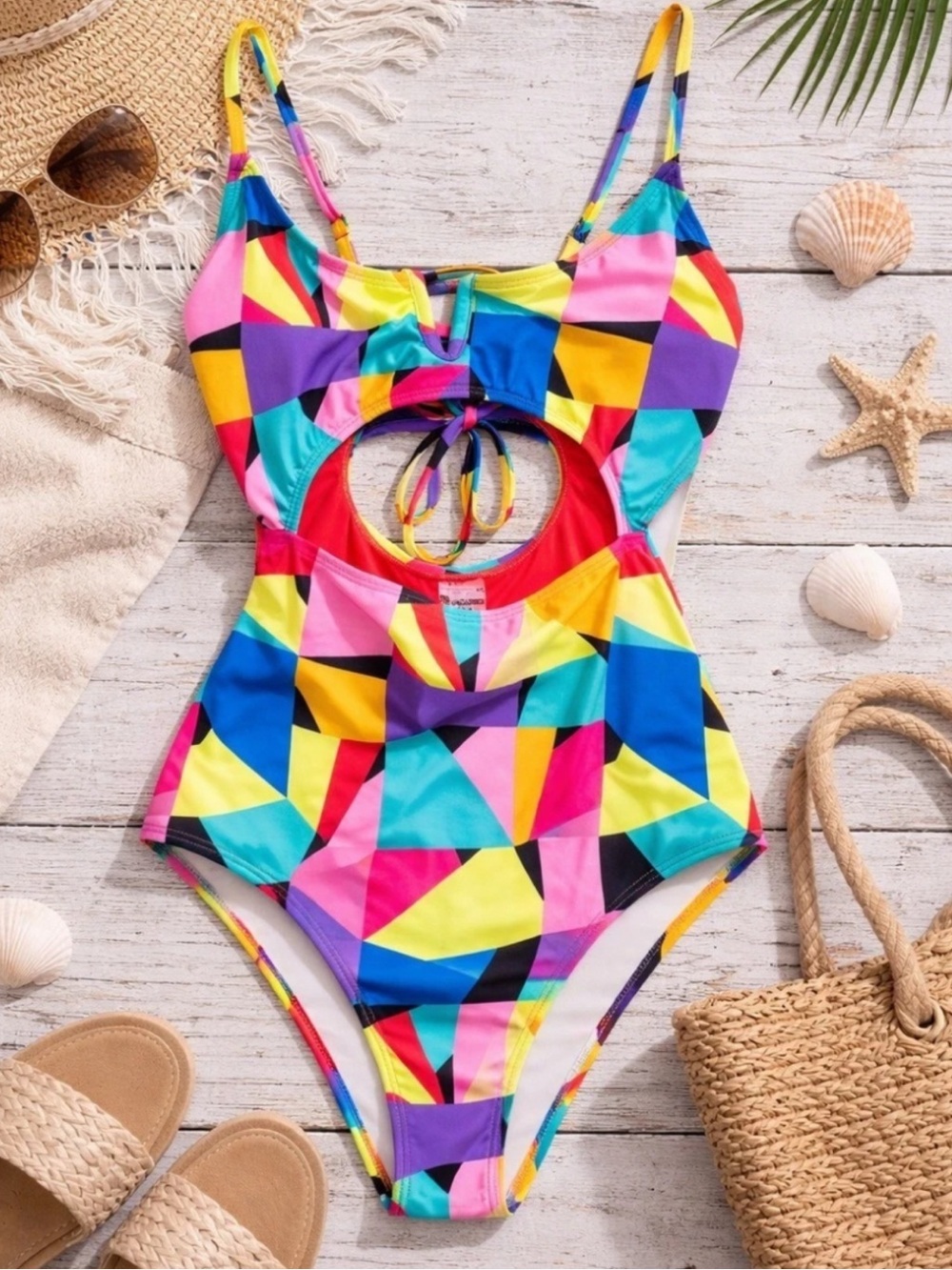 Geometric Cutout One-Piece Swimsuit